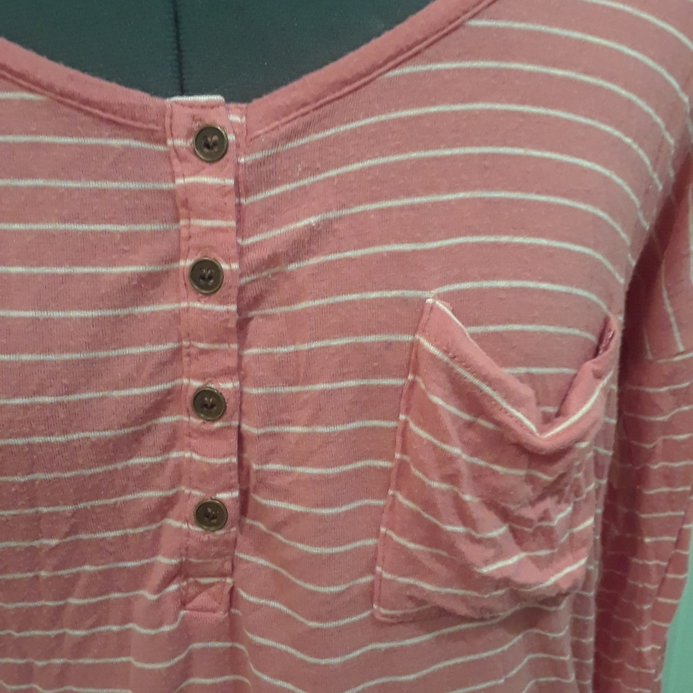Pink‎ 3/4 Length Striped Top - Picture 5 of 5